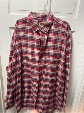 3x The Foundry Supply Co. Red, White & Blue Plaid Button-Down Shirt